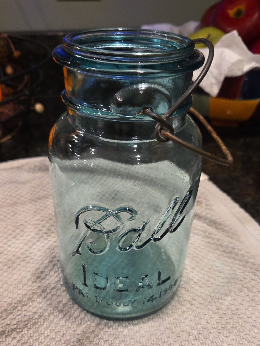Ball Aqua Glass Mason Jar with Wire Bail